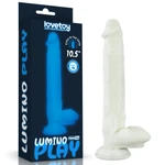 10.5'' Lumino Play Dildo sa Vakuumskim Postoljem - Prozirni, Vodootporni, Sa Testisima