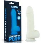 7.5'' Lumino Play Dildo sa testisima i vakuumskim postoljem - Prozirni vodootporni silikon