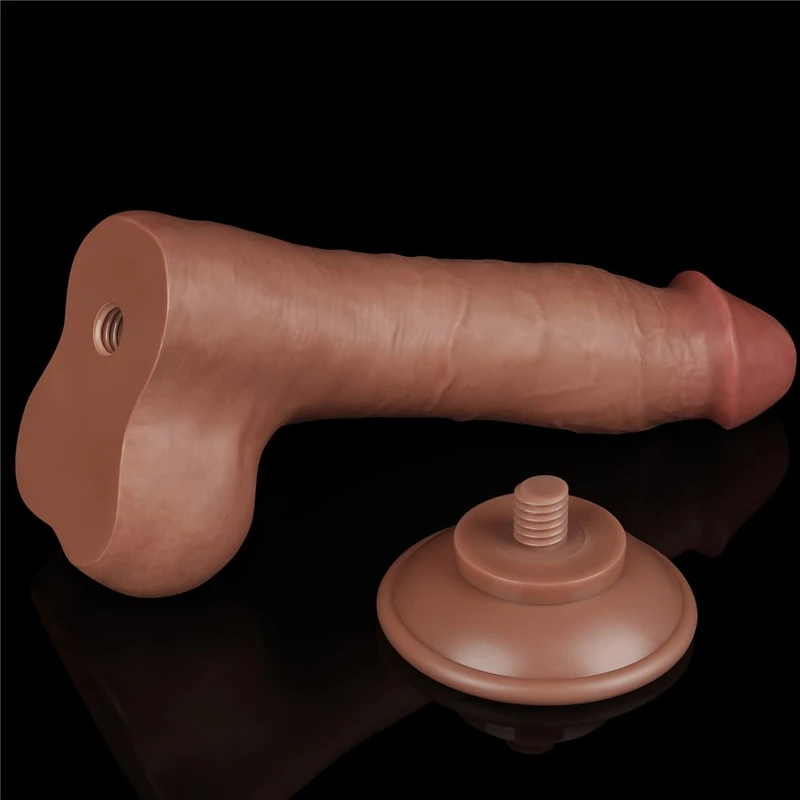 8'' Braon Dual Layer Dildo sa Testisima i Vakuumskim Postoljem