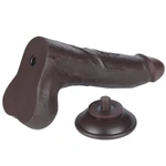 8.5'' Sliding Skin Dual Layer Dildо Crni sa Testisima i Vakuumskim Postoljem - Lovetoy
