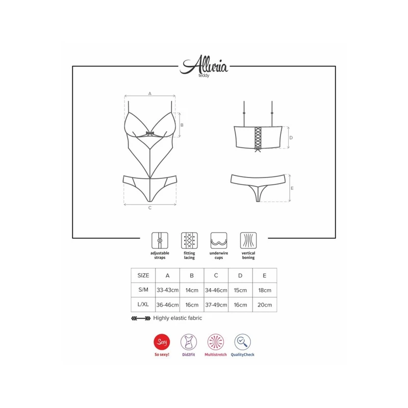 Alluria teddy S/M crni Obsessive