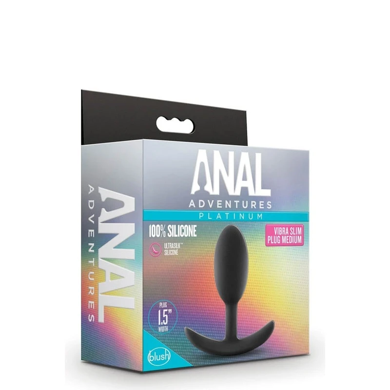 ANAL ADVENTURES VIBRA SLIM PLUG - MEDIUM, vodootporni crni analni ulošak sa stimulacijom