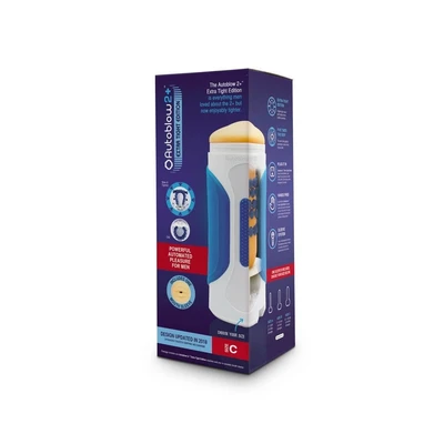 Autoblow 2+ XT – Elektromotorna seksualna igračka za muškarce, plava/koža/bela - Sexy Shop