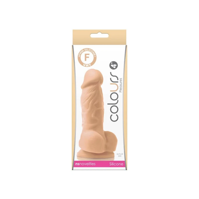 Bijeli dildo sa testisima i vakuumskim postoljem, 14 cm - NS Toys