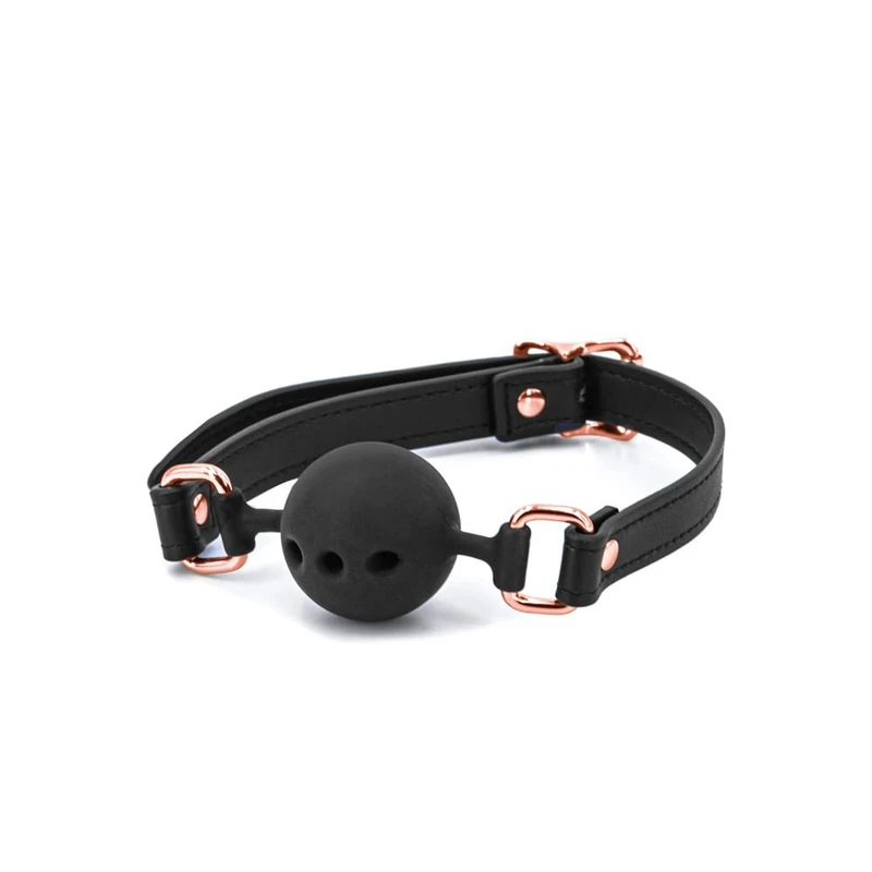 Bondage Couture Crni Ball Gag sa Zlatnim Detaljima
