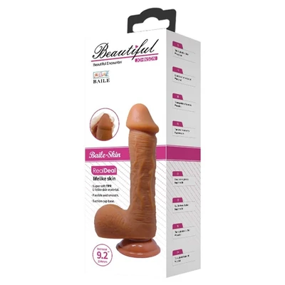 Braon Dildo Beautiful Johnson 22,2 cm sa testisima i vakuumskim postoljem - Sexy Shop