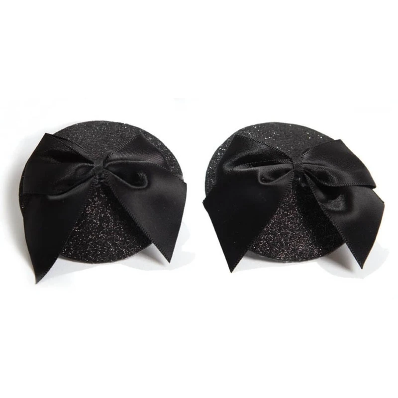 Burlesque pasties BOW - crne samolepljive šnale za intimne trenutke