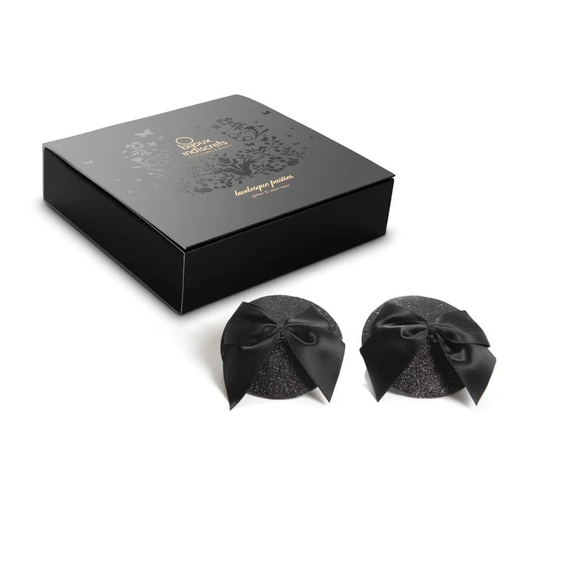 Burlesque pasties BOW - crne samolepljive šnale za intimne trenutke