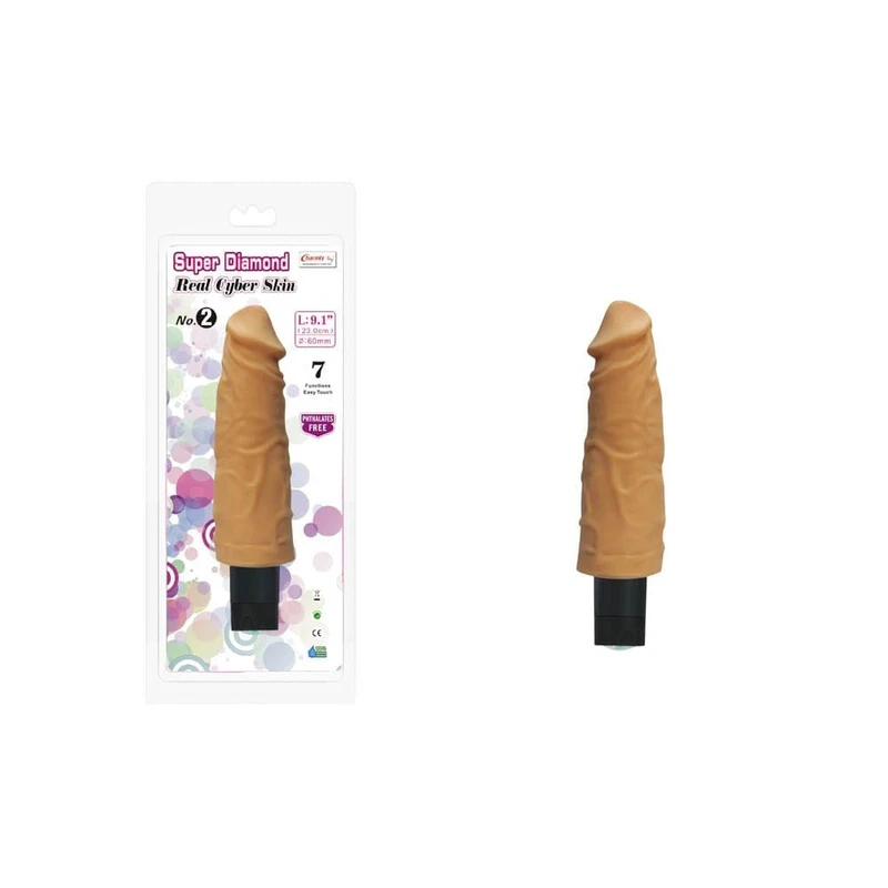 Charmly Super Diamond Real Cyber Skin No. 2 - Vodootporni vibrator od sintetičke kože, 23cm