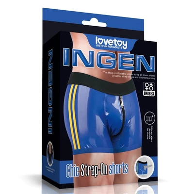 Chic Strap-On šortsevi L/XL (40 - 43 inča struk) plavi Lovetoy - Sexy Shop