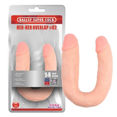 Chisa Novelties dupli dildo 35cm - vodootporan, bešuman, u boji kože - Sexy Shop