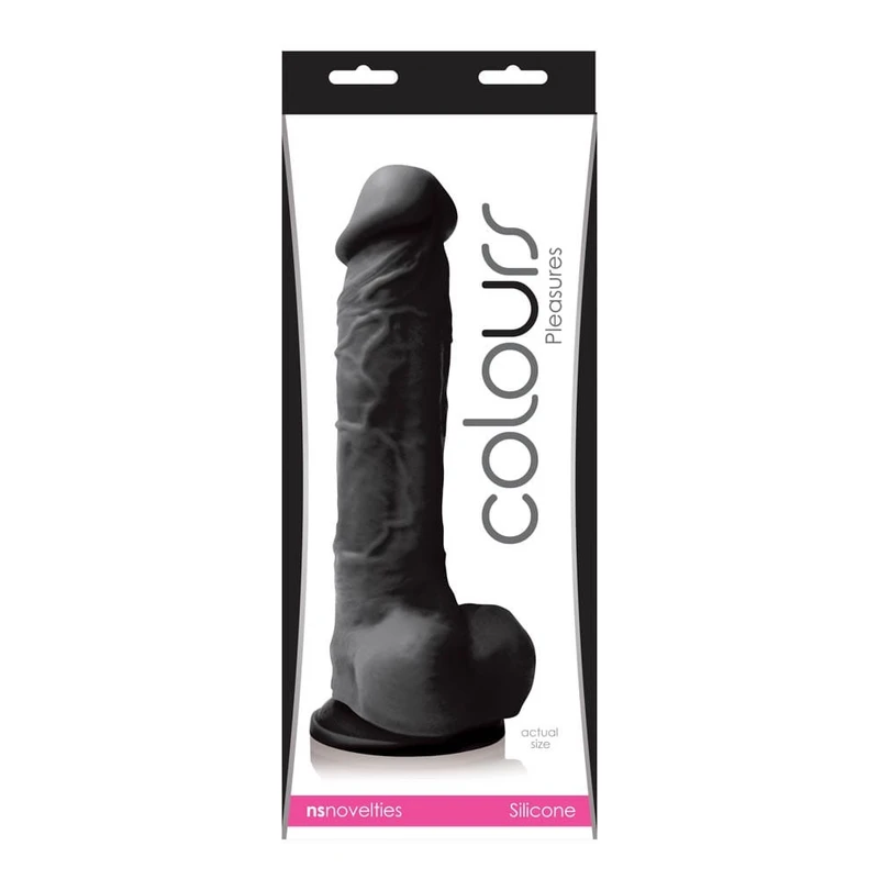 Colours Pleasure Veliki Crni Dong 24cm sa Vakuumskim Postoljem i Testisima