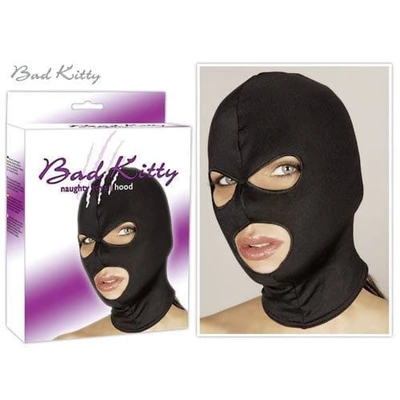 Crna elastična maska za glavu sa otvorima za oči i usta Bad Kitty - Sexy Shop
