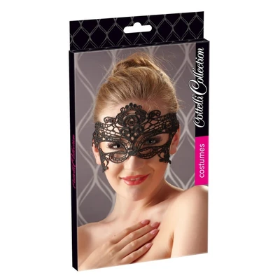 Crna veštačka maska sa čipkastim vezicama - Cottelli Collection - Sexy Shop