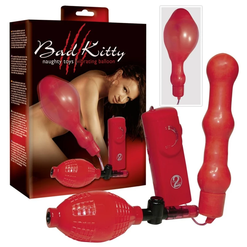 Crveni napuhavajući analni čep sa vibracijom Bad Kitty 14,5 cm