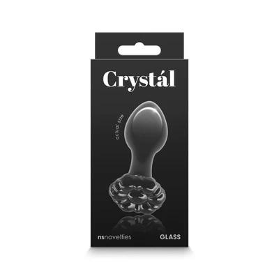 Crystal Flower Black - 100% higijenski borosilikat staklo, 8,9cm, vodootporan - Sexy Shop