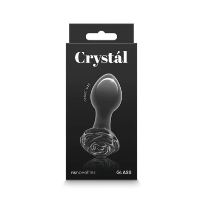 Crystal Rose Black - vodootporni borosilikatni stakleni predmet za užitak 8,9 cm - Sexy Shop