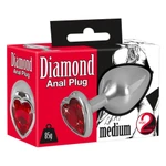Diamond Butt Plug Medium - srebrni analni stimulator sa srcastom bazom