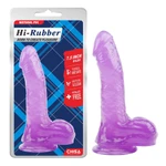 Dildo 19cm ljubičasti sa testisima i vakuumskim postoljem