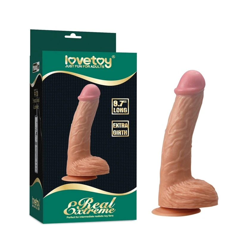 Dildо 22 cm Lovetoy - Ekstremno Veliki sa Testisima i Vakuumskim Postoljem, Vodootporan