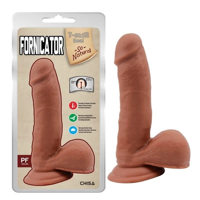 Dildo sa testisima i vakuumskim postoljem, 19cm, pesak, Chisa Novelties - Sexy Shop
