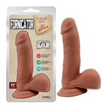 Dildo sa testisima i vakuumskim postoljem, 19cm, pesak, Chisa Novelties