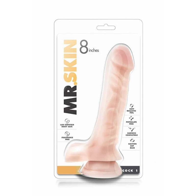 Dr. Skin 8 inčni dildo sa vakuumskim postoljem, kožni