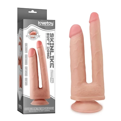 Dvojni Realistični Soft Dong sa Vakuumskim Postoljem - 21,9/25 cm, Brend: Lovetoy - Sexy Shop