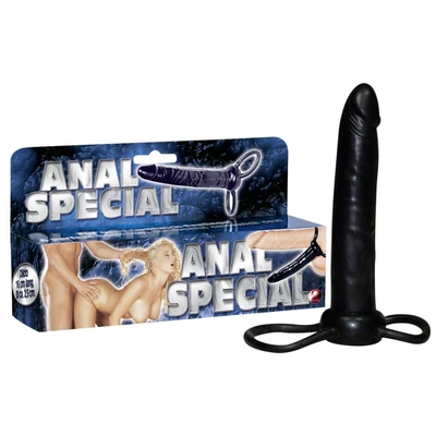 Elasticni crni dildo sa prstenovima za penis i testise, 16 cm - Sexy Shop
