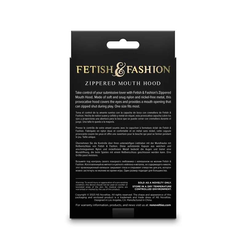 Fetish & Fashion - Usna Kapica sa Zipom - Bela - NS Toys
