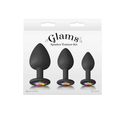 Glam Spades Trainer Set - Crni silikon sa blještavim draguljima - Sexy Shop