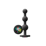 Glams Ripple Rainbow Gem - Crni silikonasti analni čep 11,3 cm