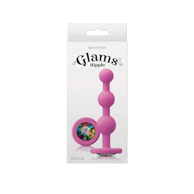 Glams Ripple Rainbow Gem - Roze silikonasti plug 11,3 cm - Sexy Shop