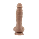 Gold Digger-Braon Dildo sa Testisima i Vakuumskim Postoljem, 20.5 cm