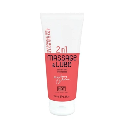 HOT Masažni i Lubrikant Gel 2u1 Jagoda 200 ml - Sexy Shop