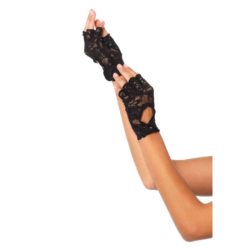 Lace rukavice sa ključanom rupicom, crne, O/S