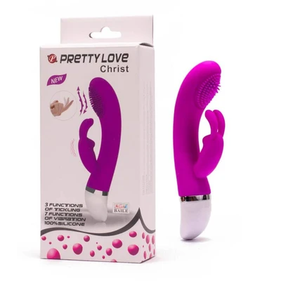 Ljubičasti silikonski vibrator za G-tačku sa stimulansom klitorisa Pretty Love Christkoja - Sexy Shop
