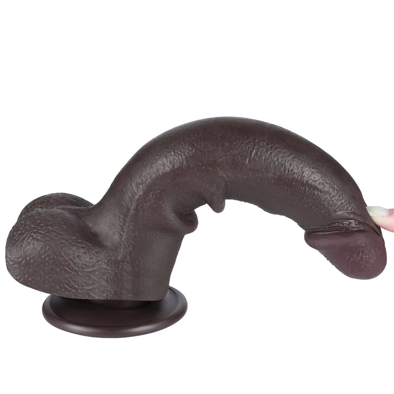 Lovetoy 22cm Crni Dildo sa Testisima i Vakuumskim Postoljem