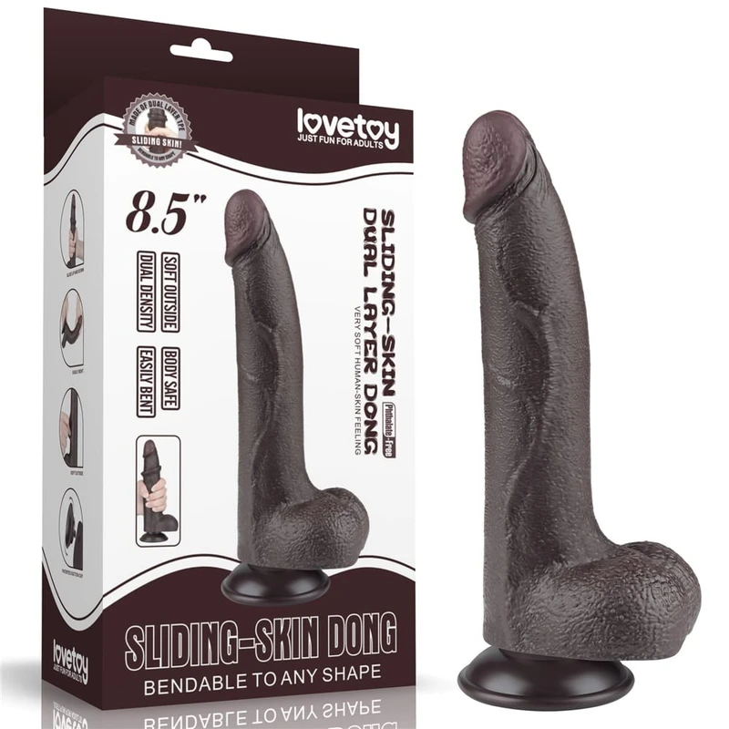 Lovetoy 22cm Crni Dildo sa Testisima i Vakuumskim Postoljem