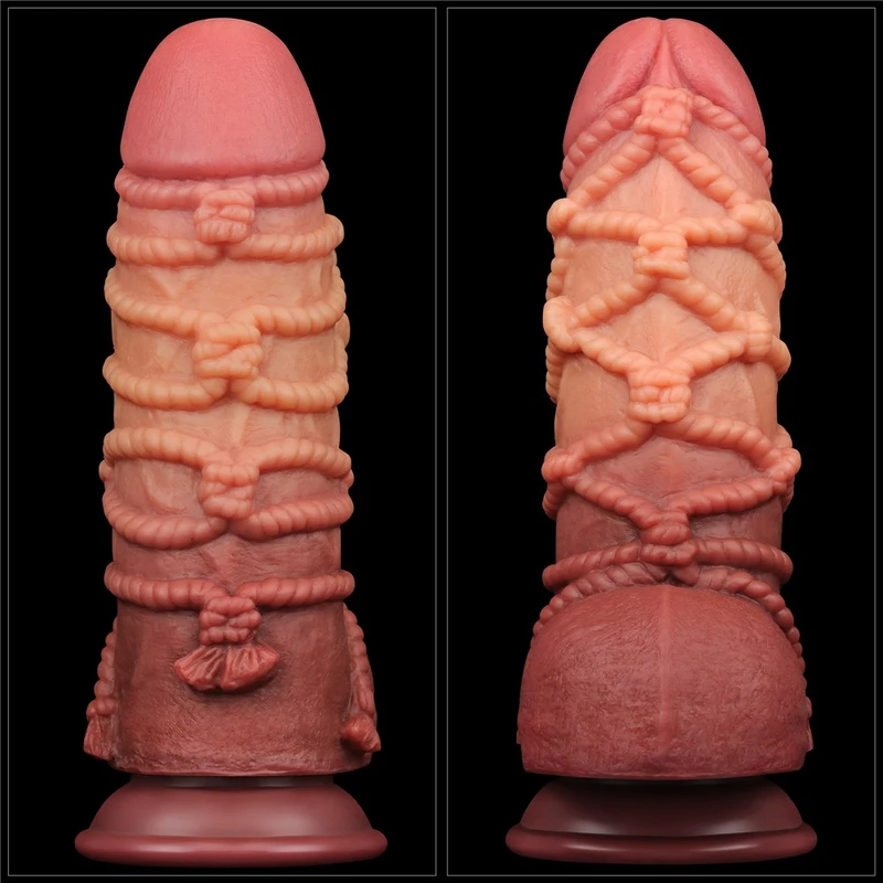 Lovetoy 9.5'' Dupli Silikonski Kamenjasti Penisl sa Testisima i Vakuumskim Postoljem