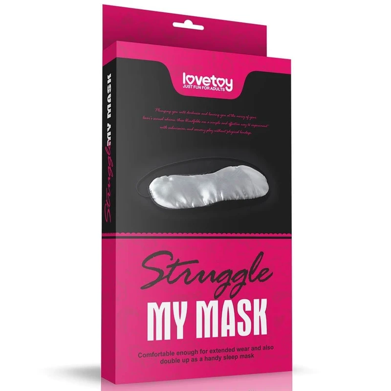Maska za oči Lovetoy – Crna/Srebrna satin-feel