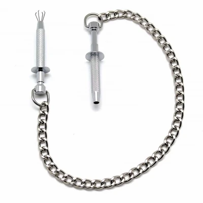 Metalni štipaljke za bradavice sa lancem Rimba 30cm srebrne boje - Sexy Shop