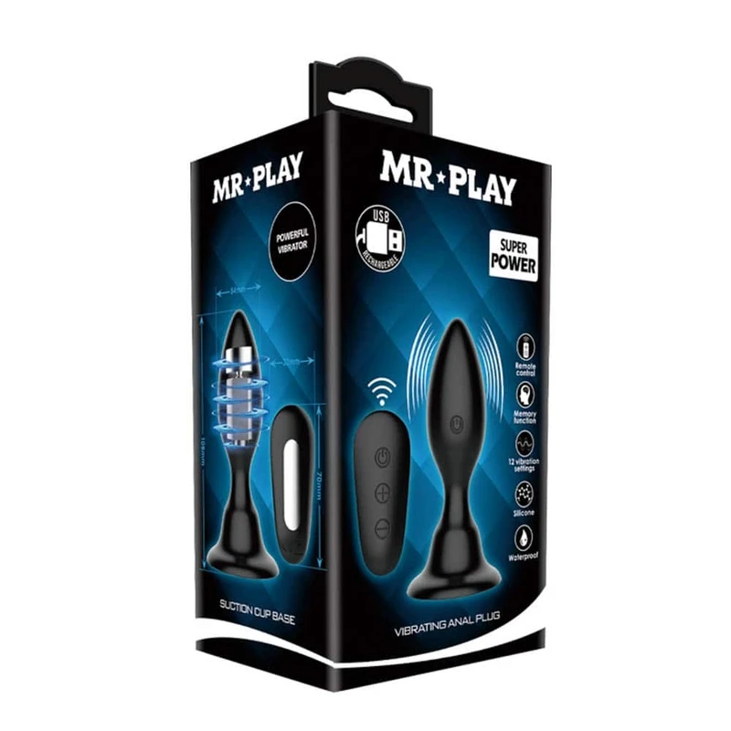 Mr. Play Vibrirajući Analni Plug sa Daljinskim Upravljačem 10,8 cm Crni