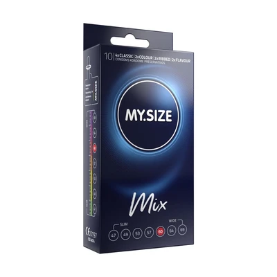 MY SIZE MIX Kondomi 60 mm - 10 kom. (klasični, obojeni, rebrasti, mirisni) - Sexy Shop