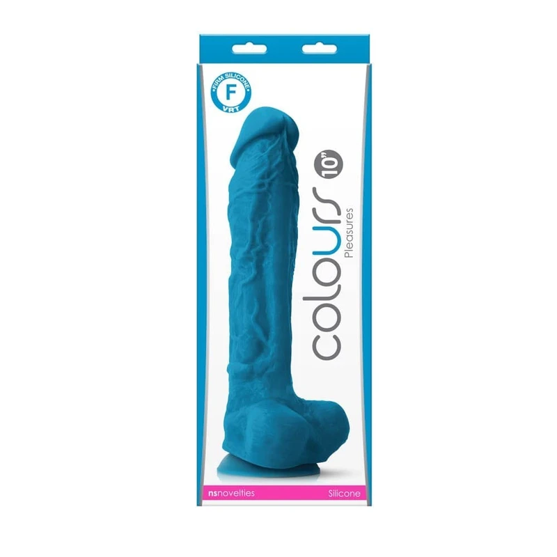 Plavi dildo sa testisima i vakuumskim postoljem - 25,4cm