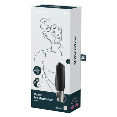 Power Masturbator Satisfyer crno-srebrni sa aplikacijom i vibracijom - Sexy Shop