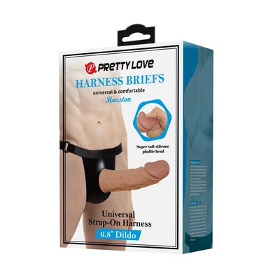 Pretty Love Houston Univerzalni Strap-On Harness 17,5 cm - Vodootporni Dildo za Odrasle - Sexy Shop