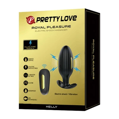 Pretty Love Royal Pleasure Kelly - Vibrirajući analni čep sa daljinskim, vodootporan, 9,2 cm, crno-zlatan - Sexy Shop