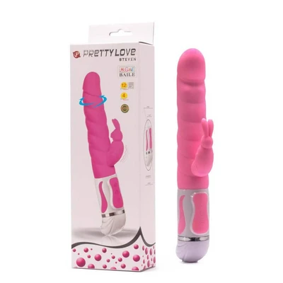 Pretty Love Steven - Rabbitski vibrator sa klitoralnim stimulansom, vodootporan, roza - Sexy Shop