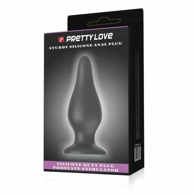 Pretty Love Sturdy Silikonski Analni Čep sa Vakuumskim Postoljem - Crni - Sexy Shop